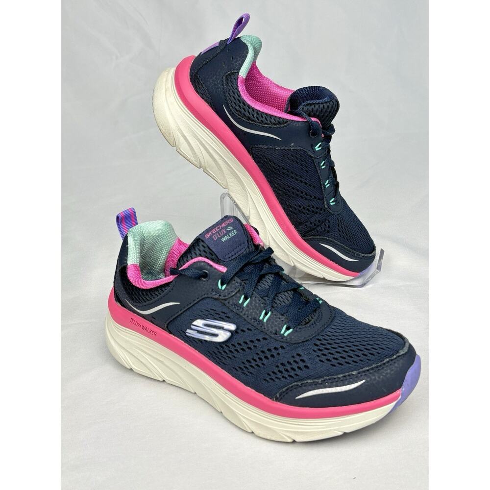 SKECHERS D'LUX WALKER Infinite Motion Mesh Shoes Navy Blue Pink Womens Size US 7 - Picture 8 of 16